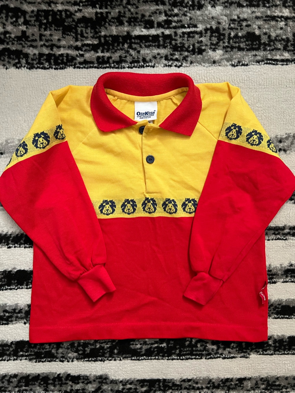 Vintage OshKosh B'gosh 3T Long Sleeve Polo Lion Shirt